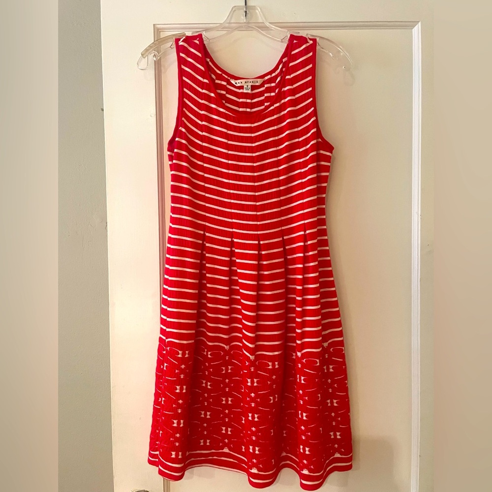 Red and white Max Studio midi dress, small